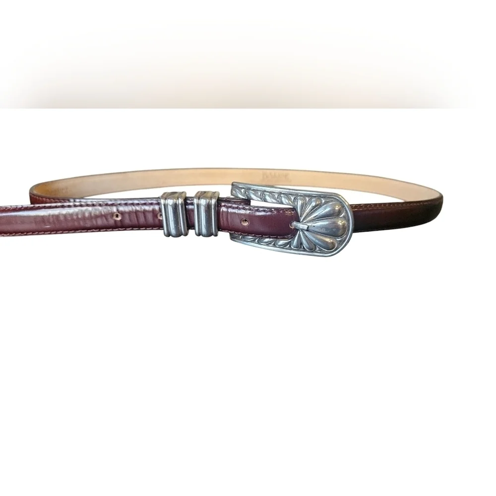 BARSE Genuine English Leather Western Concho Buckle Belt Burgundy Size Large
